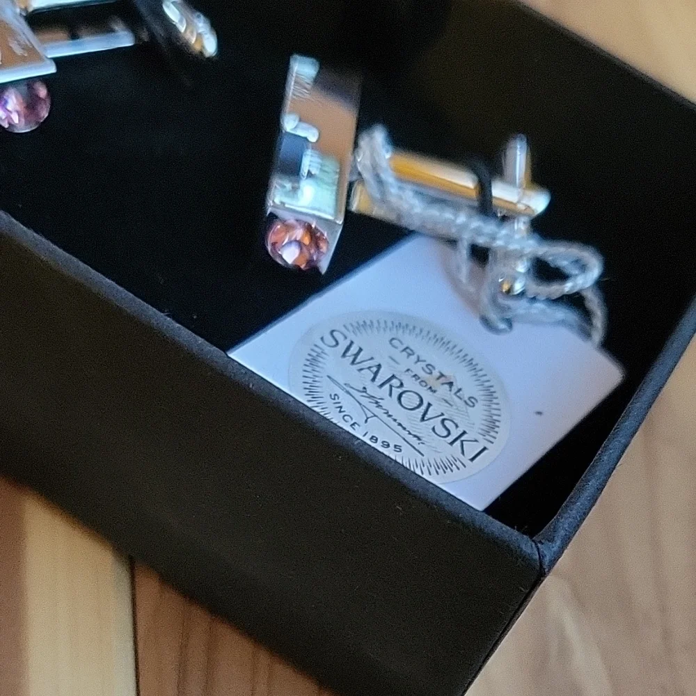 Swarovski Silver and Pink Airplane Cuff Links